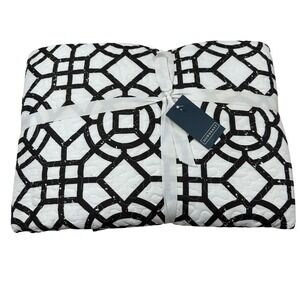 Downeast Geometric Quilt and 2 Shams King Brown White Trellis Bedding Set NEW